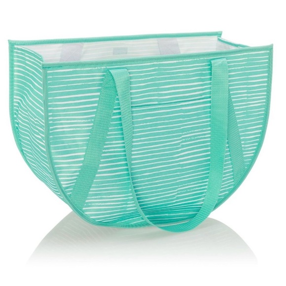 Thirty One Round Utility Tote in‎ Miami Stripe Like New - Picture 1 of 7